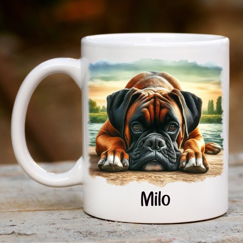 Personalised boxer dog mug - personalised,