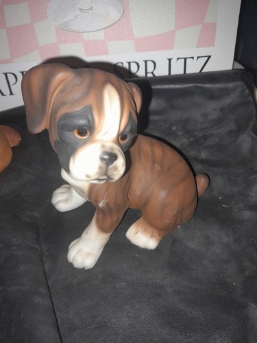 Vintage ceramic boxer puppy - boxer,