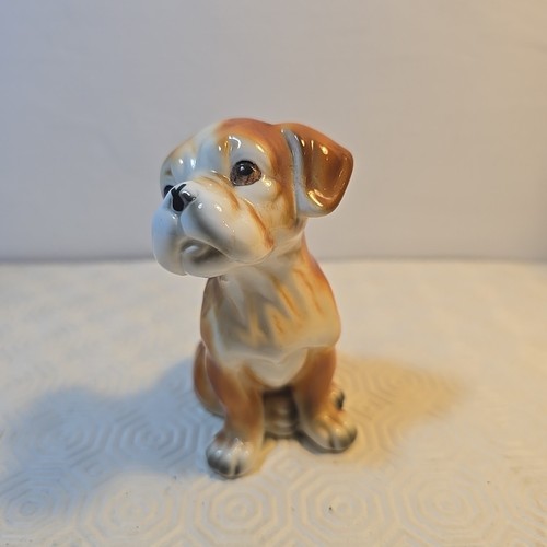 Vintage bone china boxer puppy - vintage,